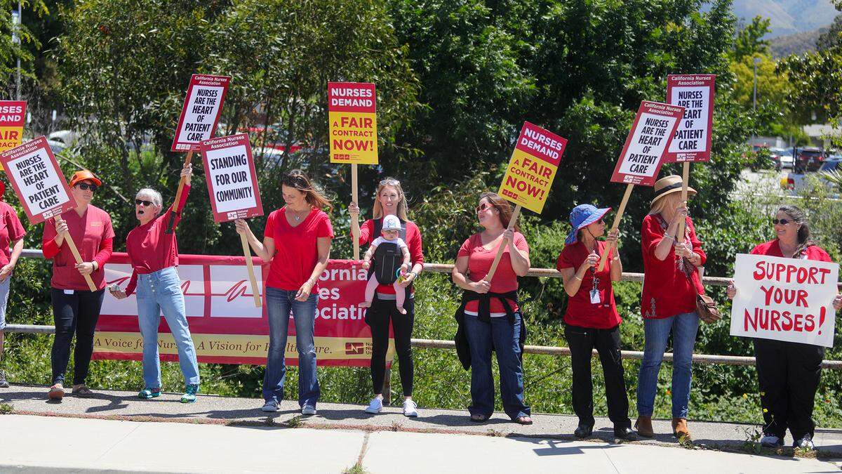 Nurses at Tenet hospitals throughout California, including Sierra Vista Regional Medical Center on Santa Rosa Street in San Luis Obispo, picketed in May to pressure management to hire more nurses.