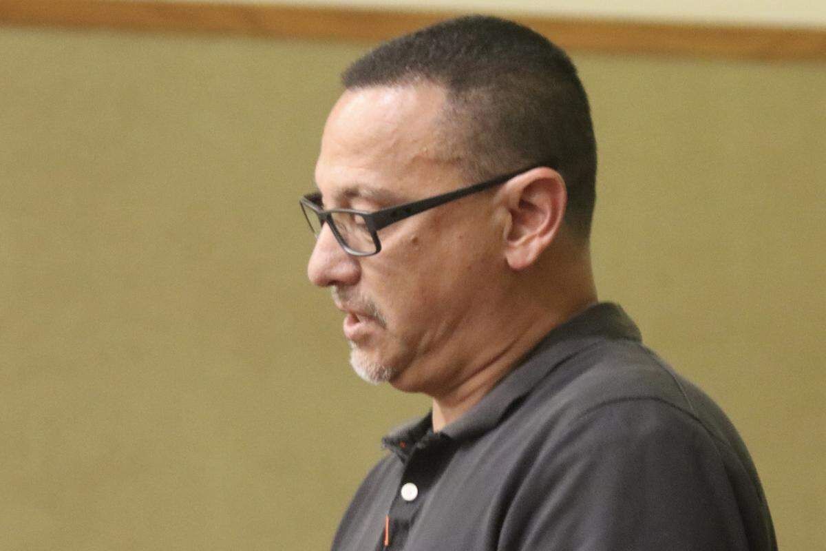Robert Macias, president of the SLO County Probation Peace Officers’ Association, spoke at the sentencing hearing of Fallyn Rollins on June 2, 2026, who embezzled nearly $170,000 from the probation department’s union while she was treasurer.