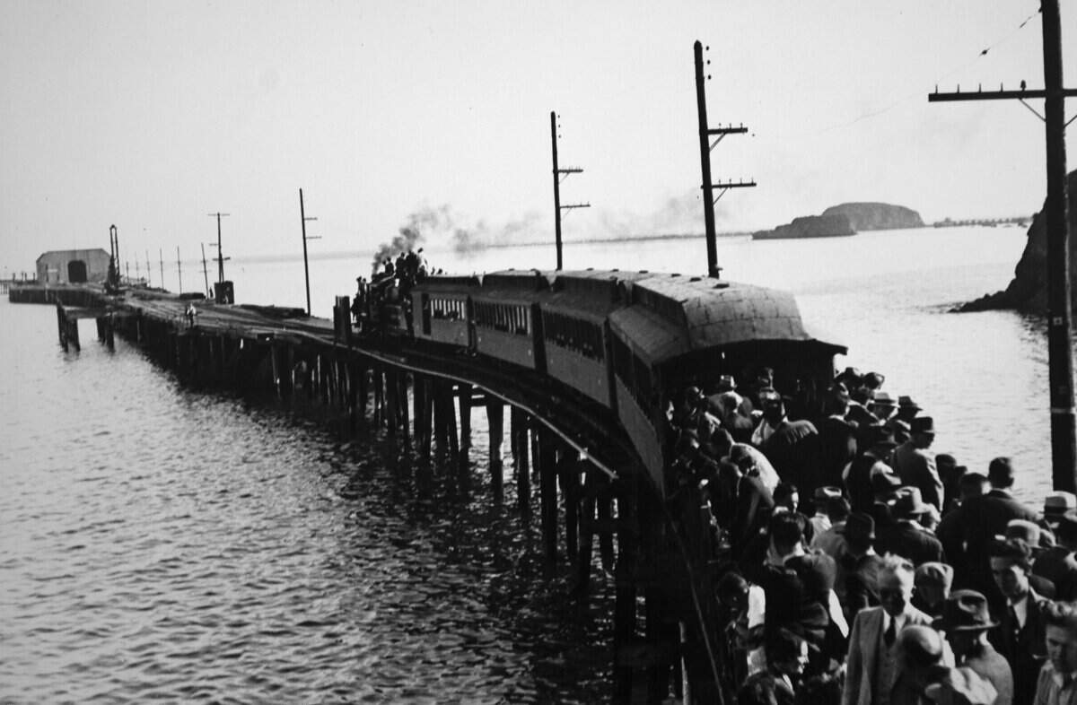 Port Harford served by Pacific Coast Railway. Special passenger excursions were held as the railroad wound down operations in the late 1930s and early 1940s.