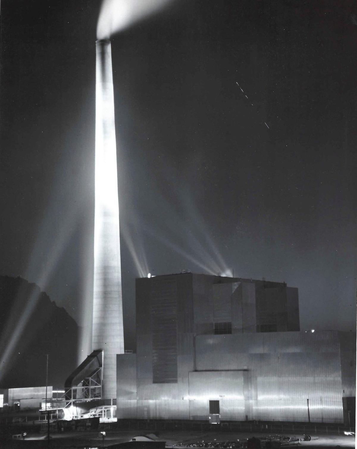 PG&E dedicated the Morro Bay Power Plant on July 8, 1955. The initial facility had two generating units sharing one smoke stack. The $44-million plant could generate 300,000 kilowatts, enough to power the city of San Francisco.