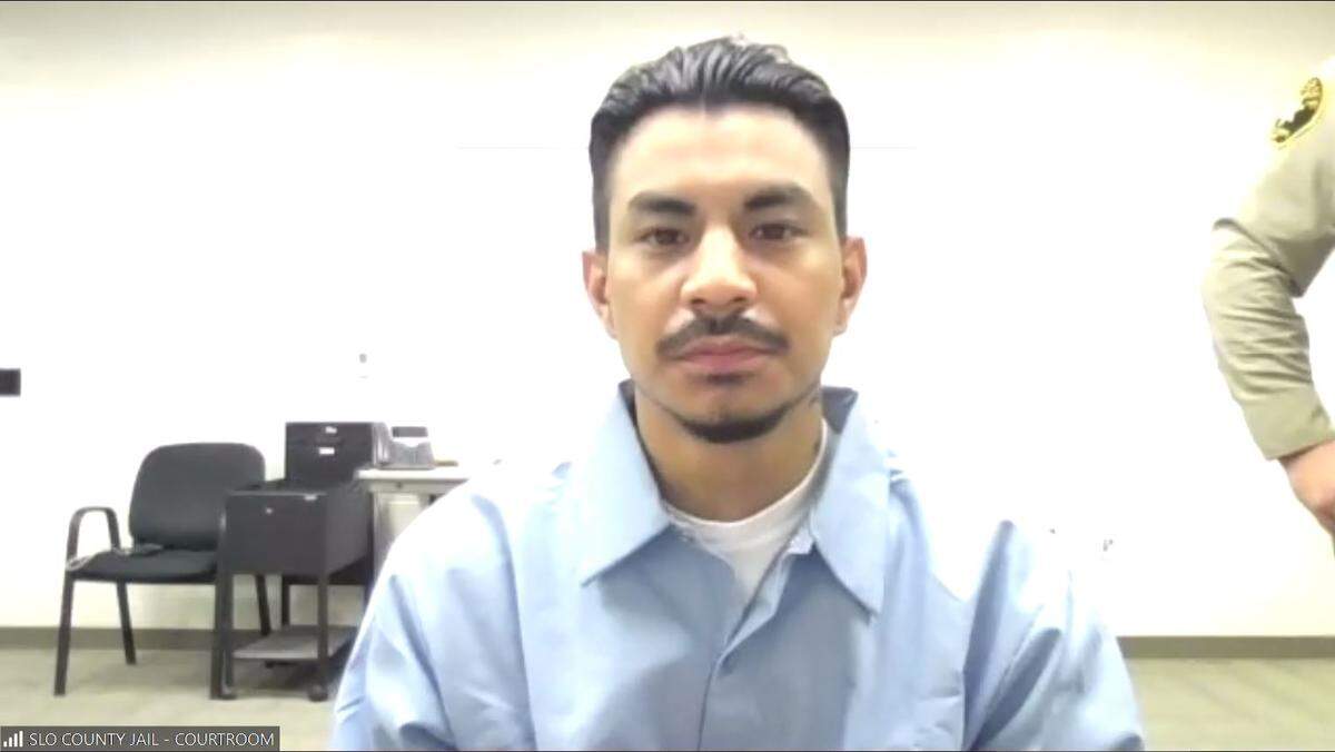 Nicholas Christopher Ron, Jr., 23, appears at a San Luis Obispo Superior Court arraignment via Zoom from the County Jail on Thursday, July 2, 2020. Ron is accused of killing Paso Robles resident Trevon Perry.