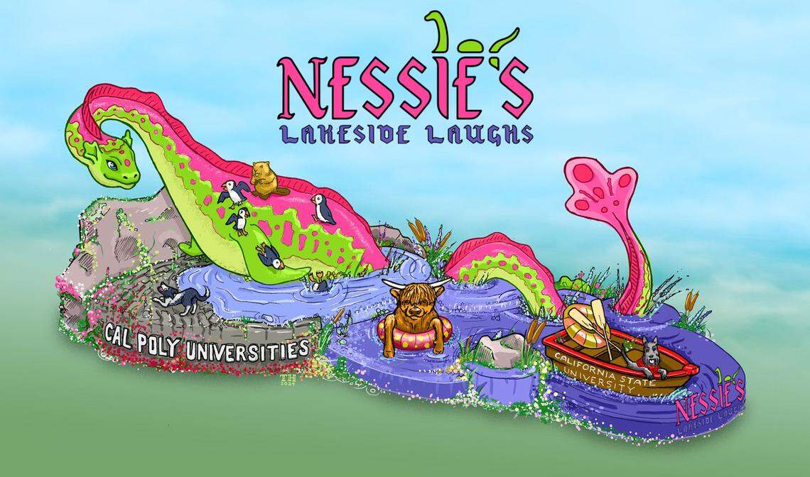 Cal Poly’s 2025 Rose Parade entry, titled “Nessie’s Lakeside Laughs,” will include the Loch Ness Monster partying with friends, celebrating the parade’s theme, “Best Day Ever.”