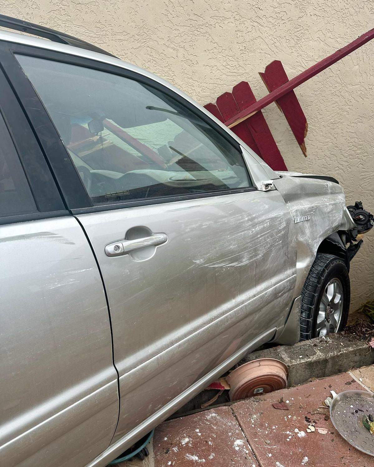 A car crashed into two homes in the 300 block of North 7th St. in Grover Beach on Saturday. Sept. 16, 2023. No one was injured.