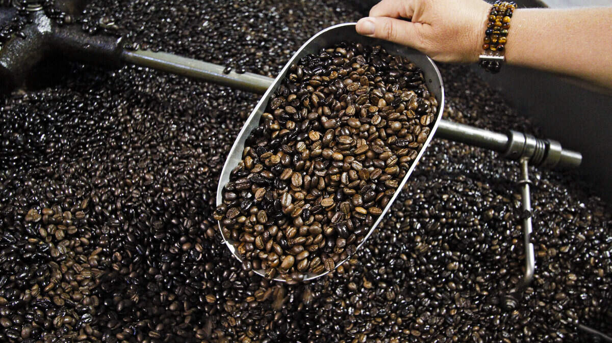 Roasted coffee beans are blended at Central Coast Coffee Roasting Co. in Los Osos.