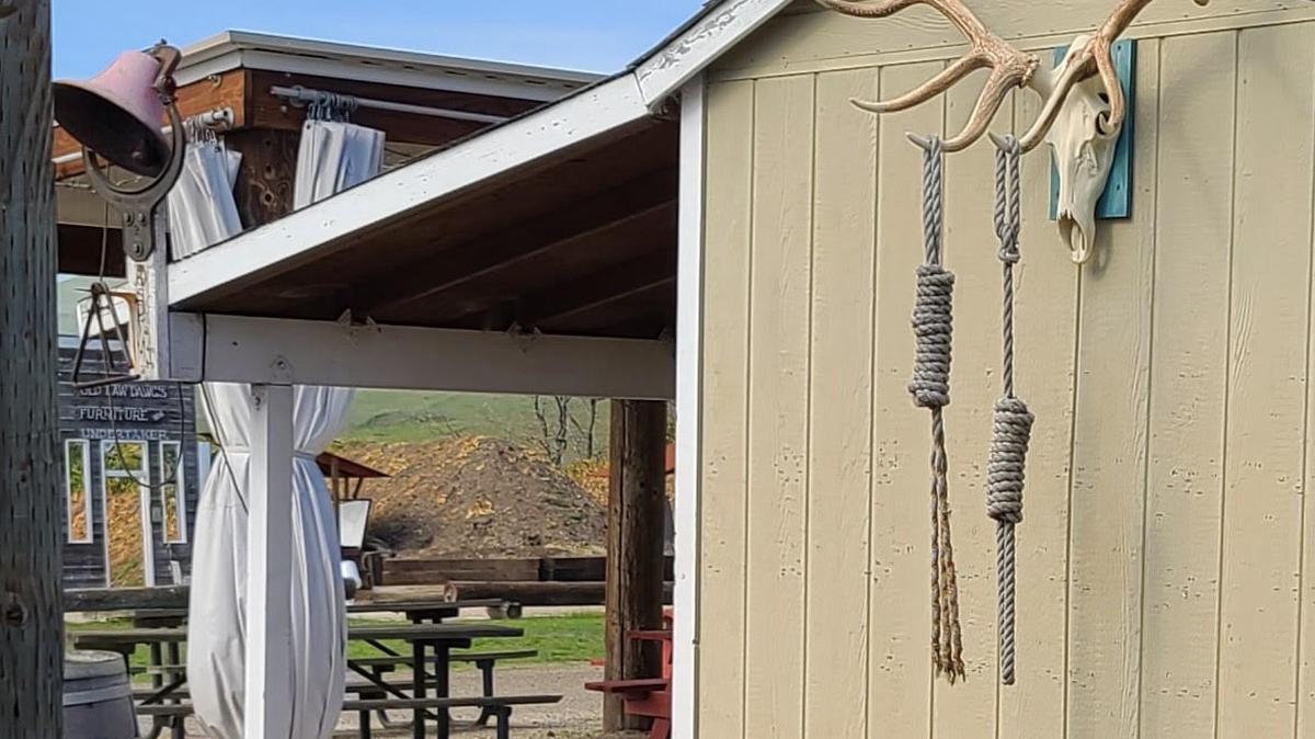 Two nooses, one that appears to be broken, hung at the Chorro Valley Regulators’ shooting range off Highway 1 in San Luis Obispo County. The nooses had hung there for about a decade before being taken down earlier in May, according to Bill Plummer, the president of the San Luis Obispo Sportsmen’s Association, which oversees the range, and a Cal Poly professor.