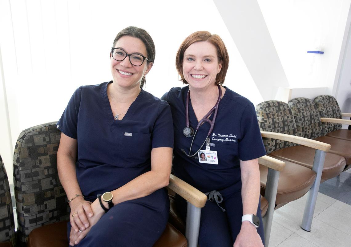 Dr. Cinnamon Redd, right, has practiced emergency medicine in San Luis, Obispo County for 20 years. Samantha Sams, 39, is an Adventist Health emergency room nurse. They both work at Adventist Health Twin Cities Emergency Department.