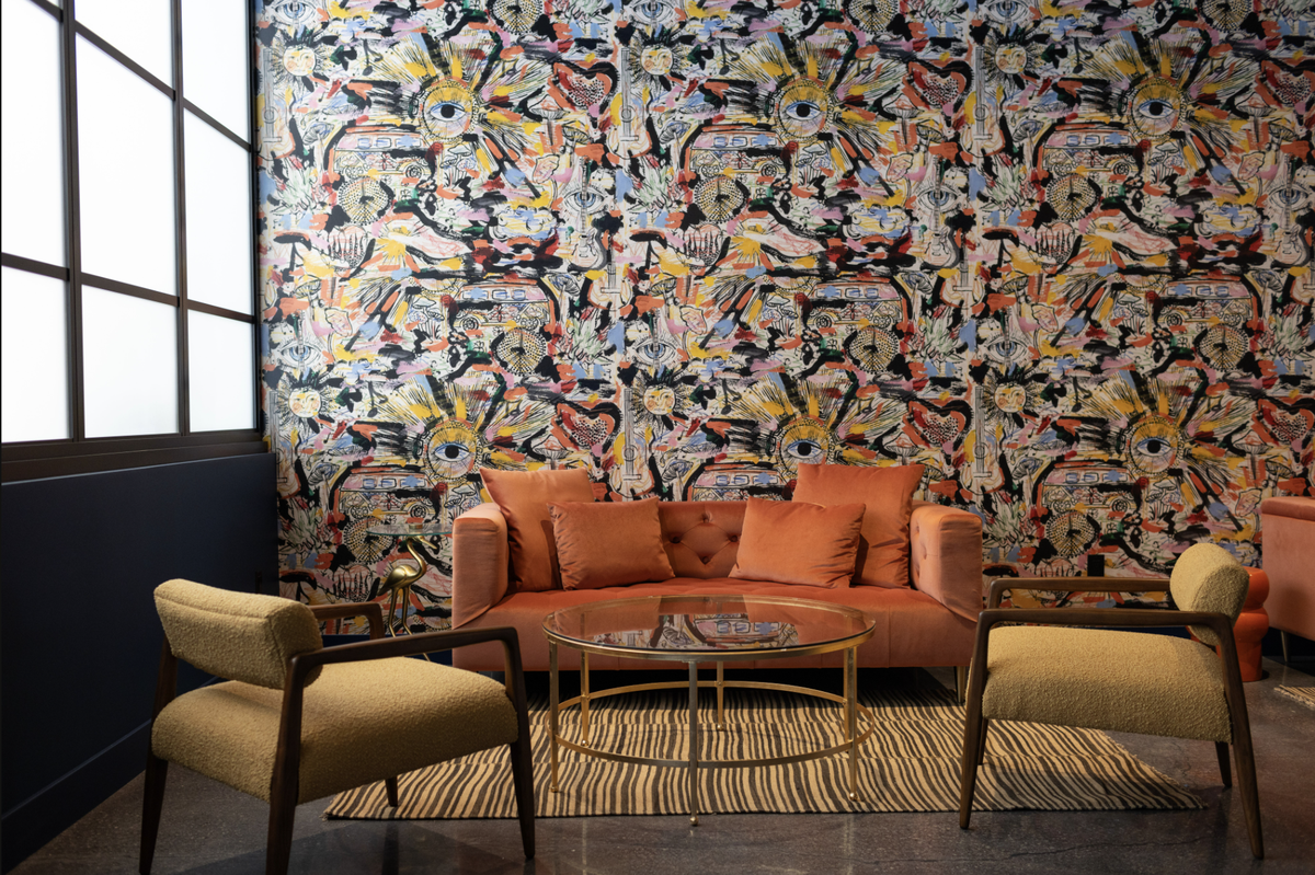Hope on the Park features three unique wine-tasting rooms decorated in different themes. This is the “Summer of ’69” room.