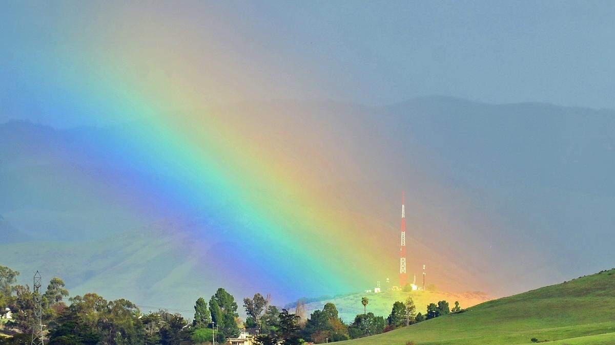 PG&E meteorologist John Lindsey took this photo of a rainbow at the KVEC transmitter near Cal Poly in San Luis Obispo.