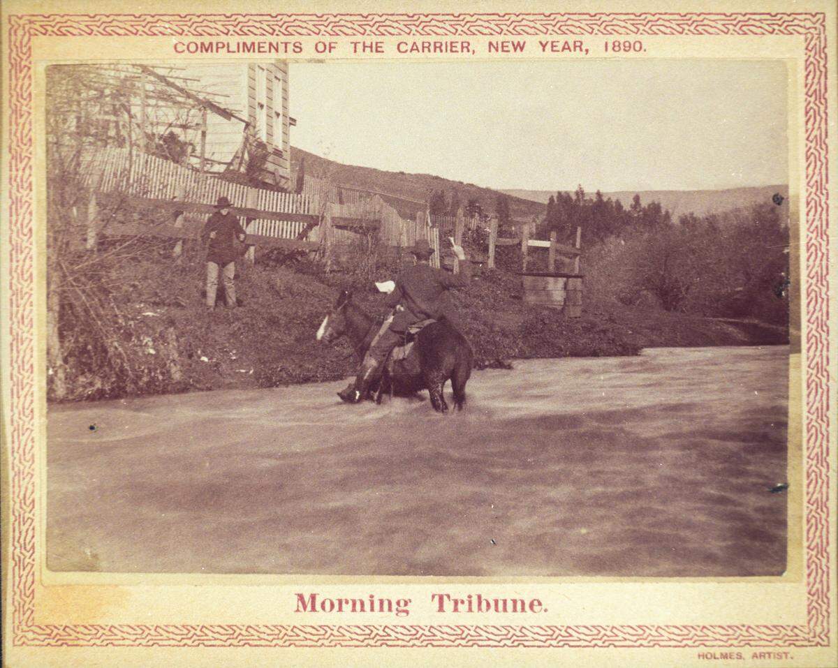 The San Luis Obispo Morning Tribune made a series of photos in 1890 commemorating horseback newspaper carriers.
