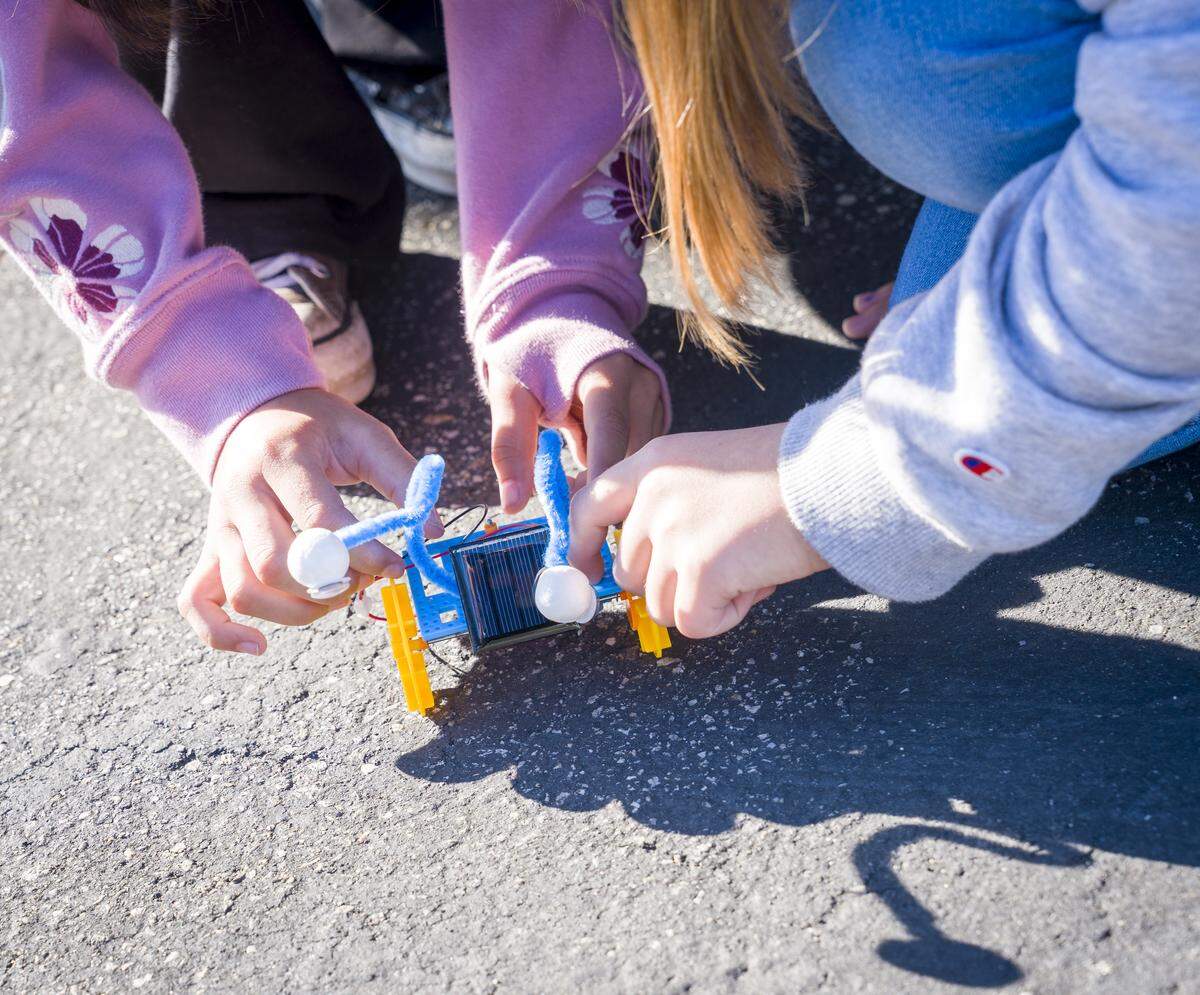Students handle a device created using the innovation lab at Del Mar Elementary School. The San Luis Coastal education foundation runs the iINNOVATE program at district elementary schools.