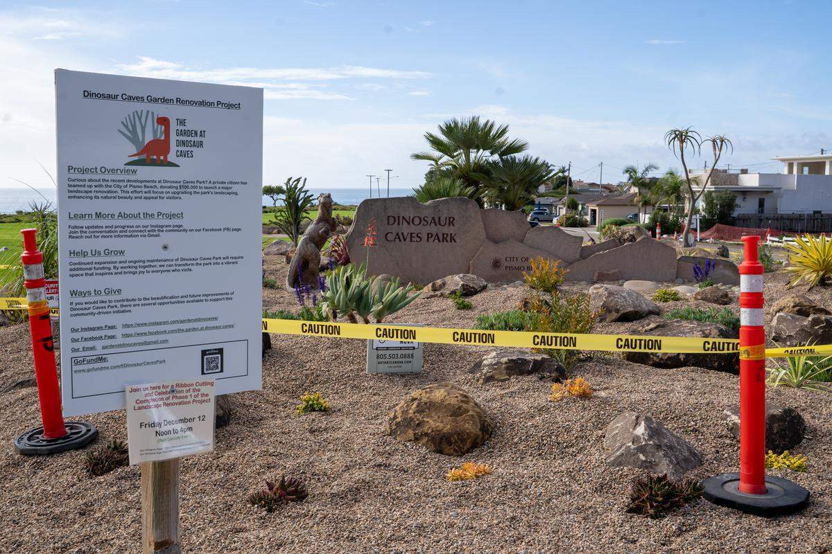 The Garden at Dinosaur Caves Park, pictured here on Tuesday, Nov. 18, 2025, features cactus and succulent plants and was funded mostly by retired veterinarian Maggie Wagner, who’s facing a terminal cancer diagnosis and was looking for a way to leave a lasting legacy in Pismo Beach. The park will hold an official ribbon-cutting on Dec. 12 to celebrate its opening.