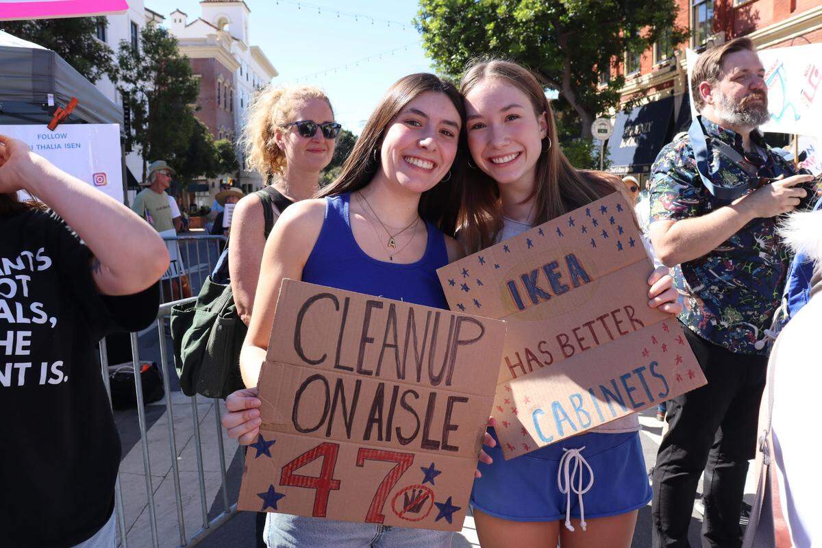 Thousands of people attended the No Kings rally in downtown San Luis Obispo to protest the Trump administration and support Prop. 50 on Oct. 18, 2025.