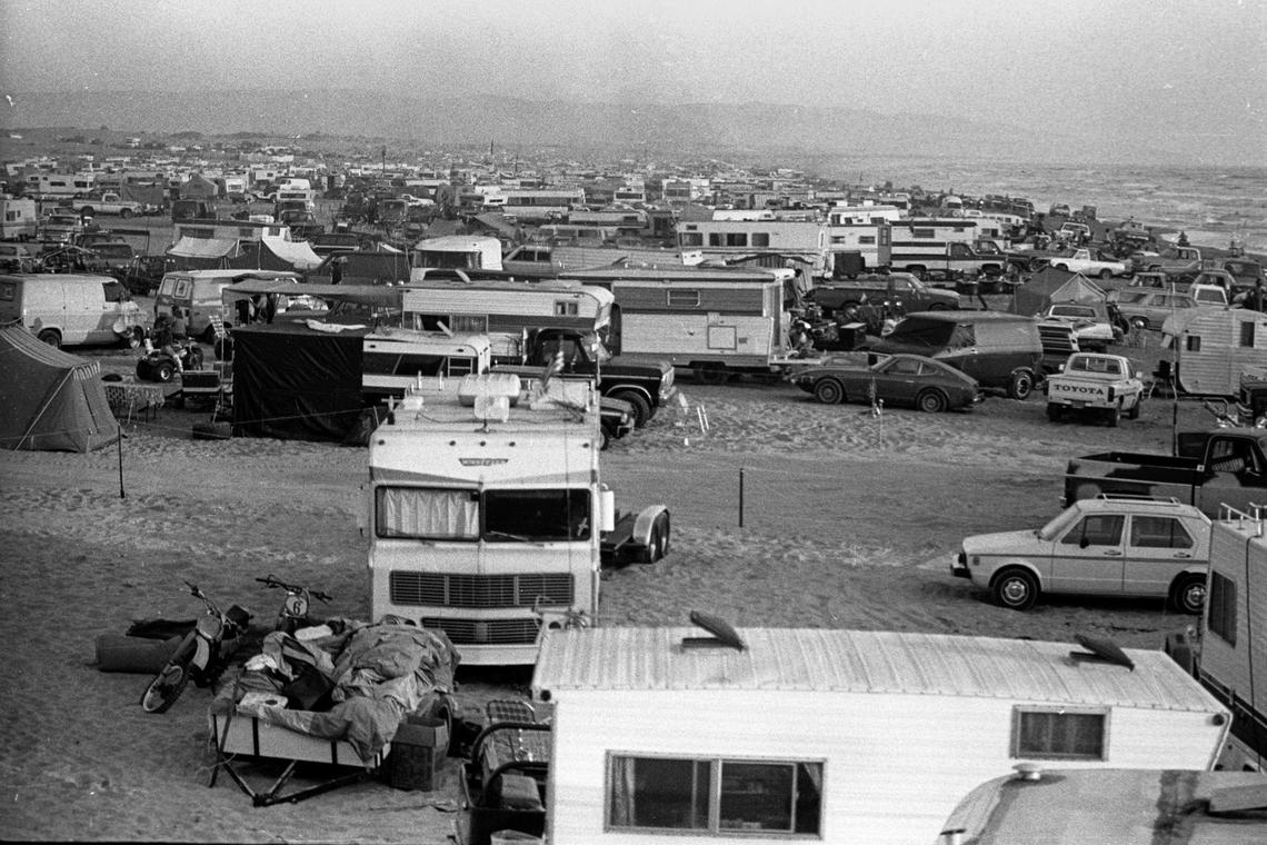 Holiday weekends bring large crowds to the dunes. Now called Oceano Dunes SRVA, the Pismo Dunes State Park was busy July 4, 1981.
