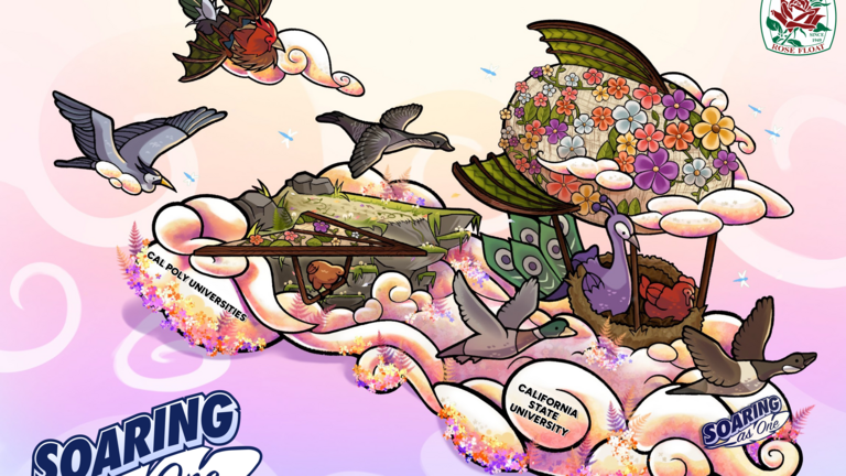 Cal Poly unveils bird-themed float design for 78th Rose Parade