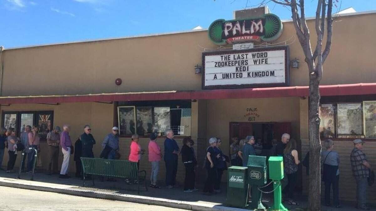 Moviegoers line up outside the Palm Theatre in downtown San Luis Obispo on Saturday, April 1, 2017. The theater reopens Friday, May 21.