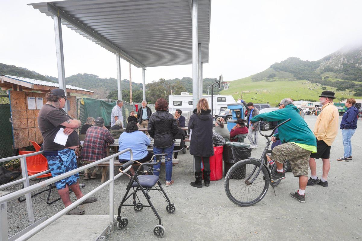 San Luis Obispo County supervisors Bruce Gibson and Jimmy Paulding visited the Oklahoma Avenue safe parking site on April 26, 2023. They listened to residents and shared what they hoped would happen moving forward at the site.