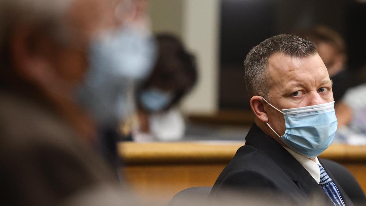 Paul Flores appears in San Luis Obispo Superior Court on Monday, Aug. 2, 2021, during the first day of his preliminary hearing. He is accused of murdering missing Cal Poly student Kristin Smart, who disappeared in May 1996.