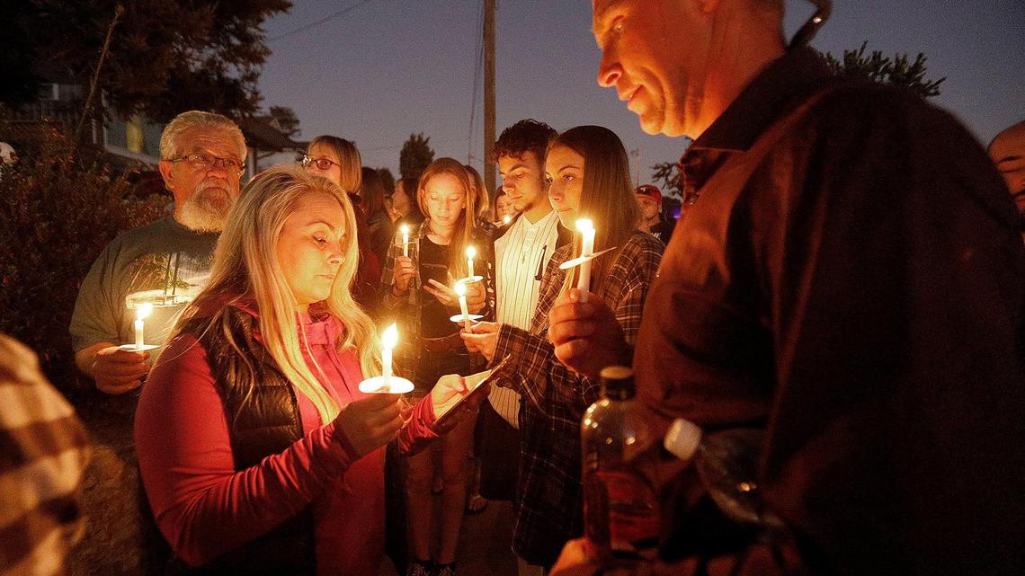 More than 250 supporters attend a candlelight vigil for Kristin Smart in front of Paul Flores’ family home in Arroyo Grande in November 2020. Cal Poly students are planning to hold a candlelight vigil for Smart on Tuesday, April 13, 2021.