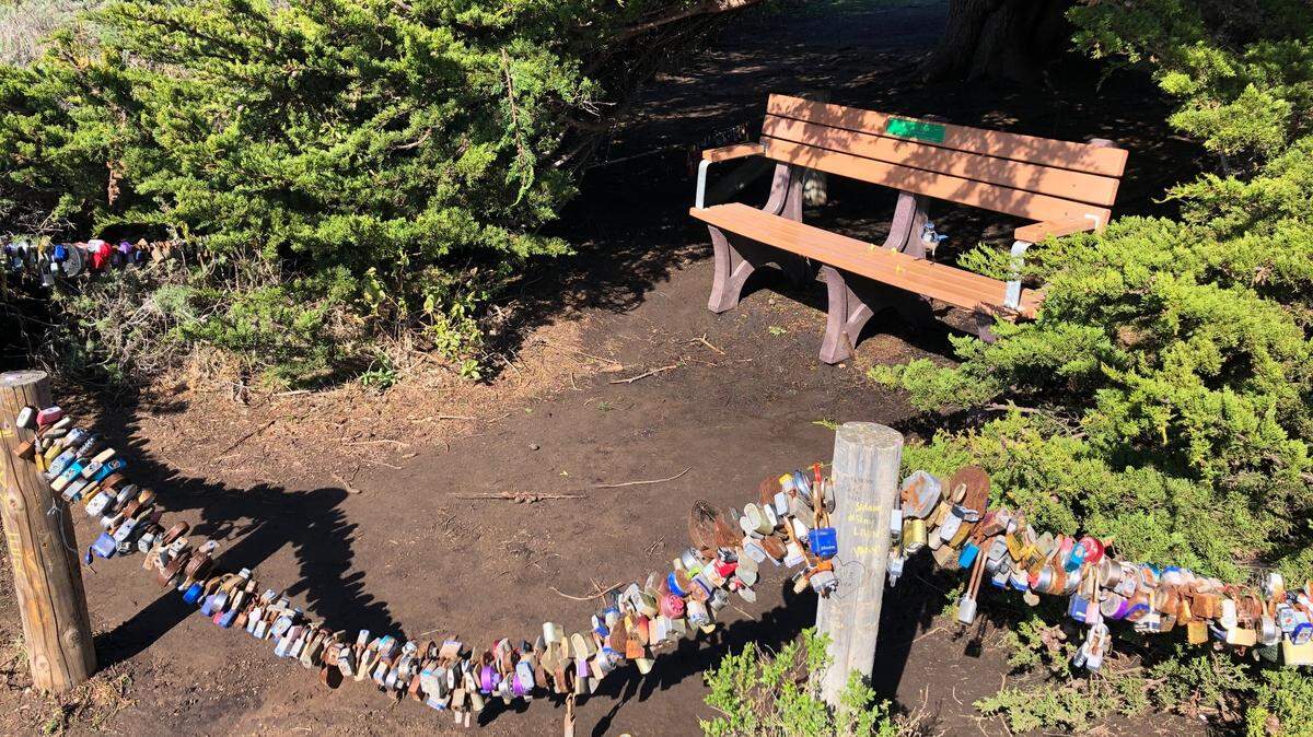 Erin Jennings took this picture of about 250 padlocks attached to a cabling that runs between posts on a scenic overlook alongside Cambria’s Moonstone Beach boardwalk. State Parks has removed the so-called “love locks” left by visitors.