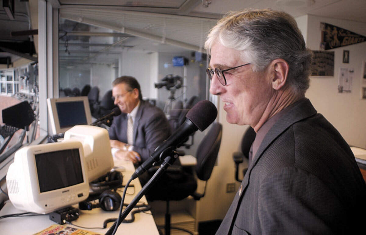 Cal Poly alum Mike Krukow, seen here broadcasting for the San Francisco Giants in 2013, graduated from Cal Poly and went on to a career in Major League Baseball.