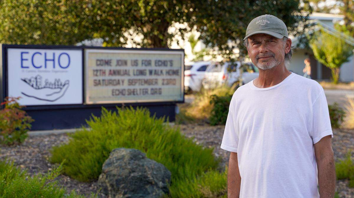 Rob Sutterfield, an unhoused Atascadero resident, said he chose to give up his housing after the death of his wife. He practices the “law of subtraction,” the concept that removing things and unnecessary clutter from life can make a person more content.