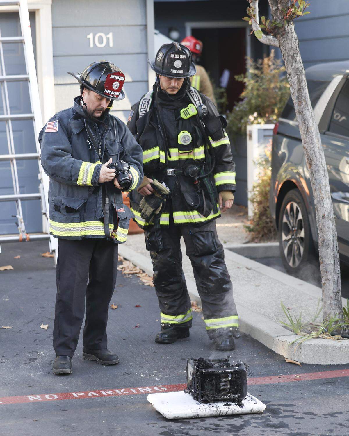 Firefighters found a burnt lithium-ion battery on the scene of a San Luis Obispo house fire on Aug. 28, 2025. The cause of the fire was still under investigation.