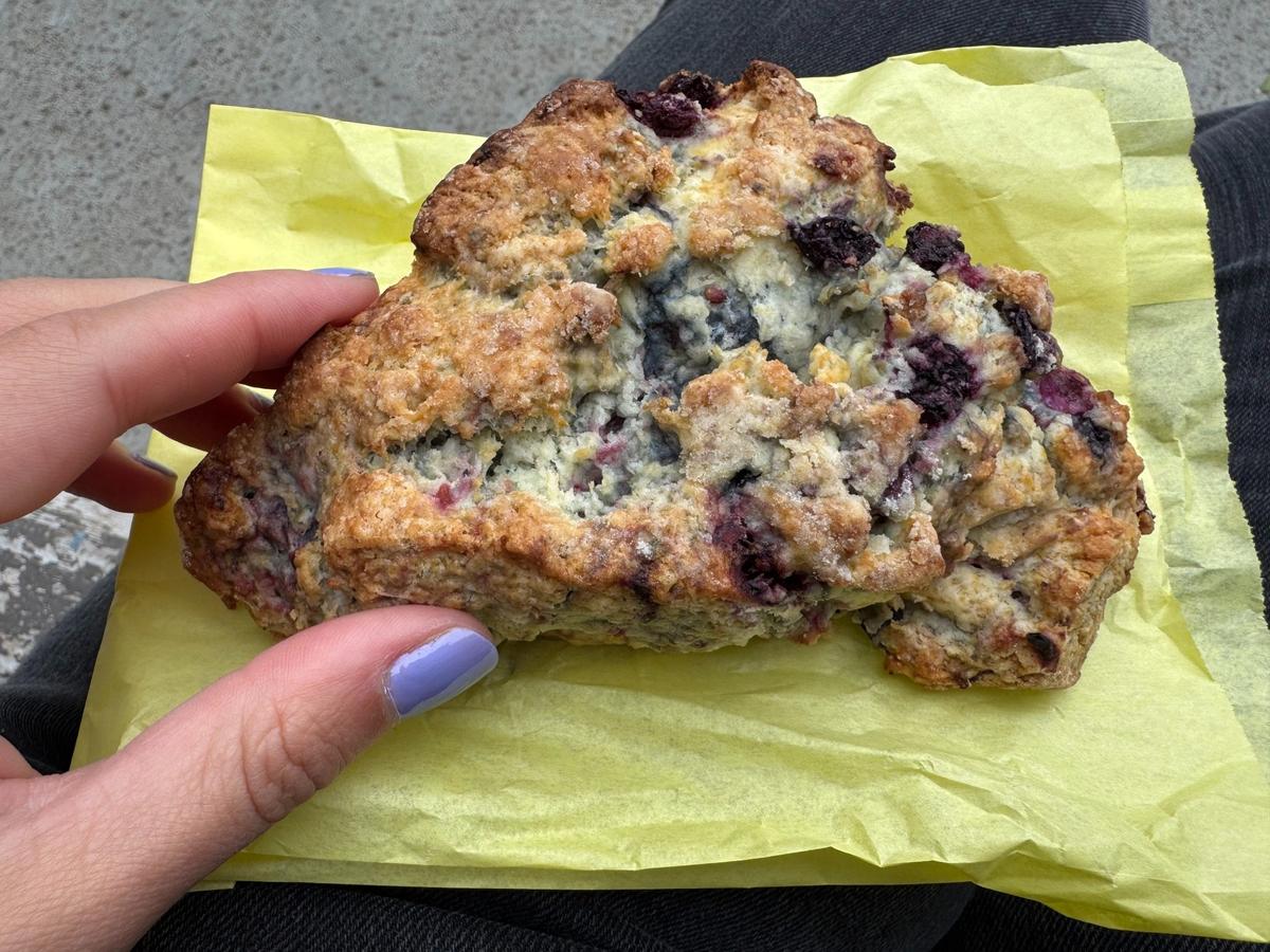 A mixed berry scone from Los Osos-based bakery Sasquatch Sourdough.