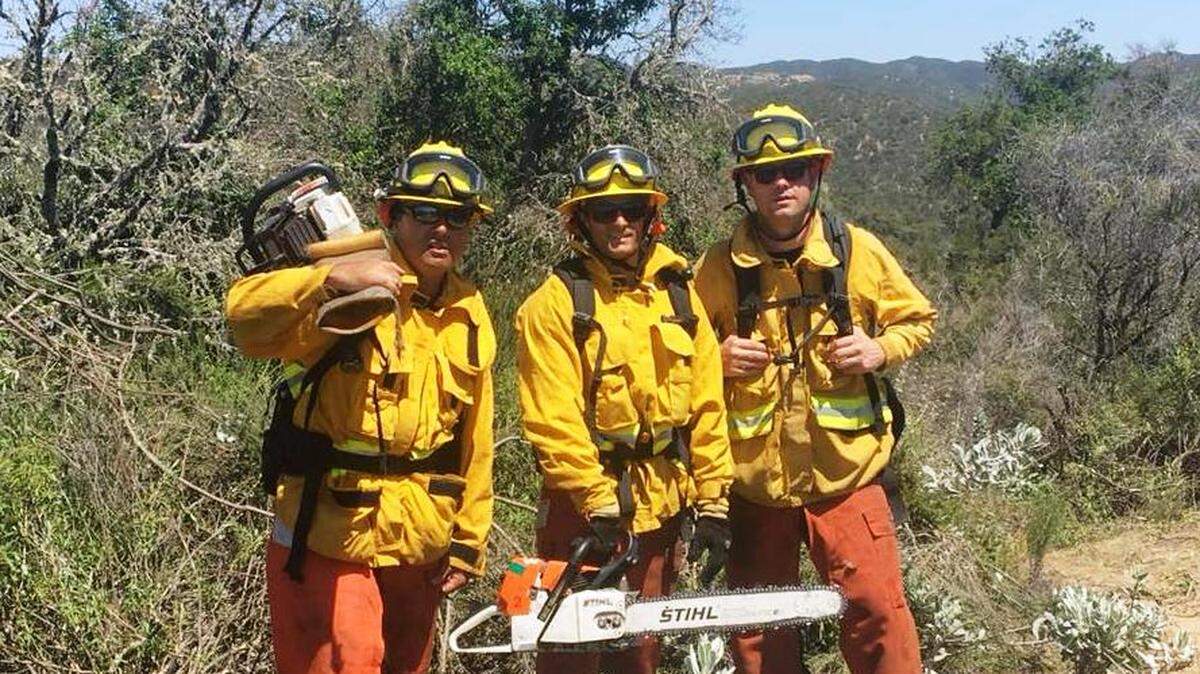 From left, Jeffrey Luna, Andrew Schechter and Jake Babinsky are new reservist firefighters at the Cambria Fire Department.