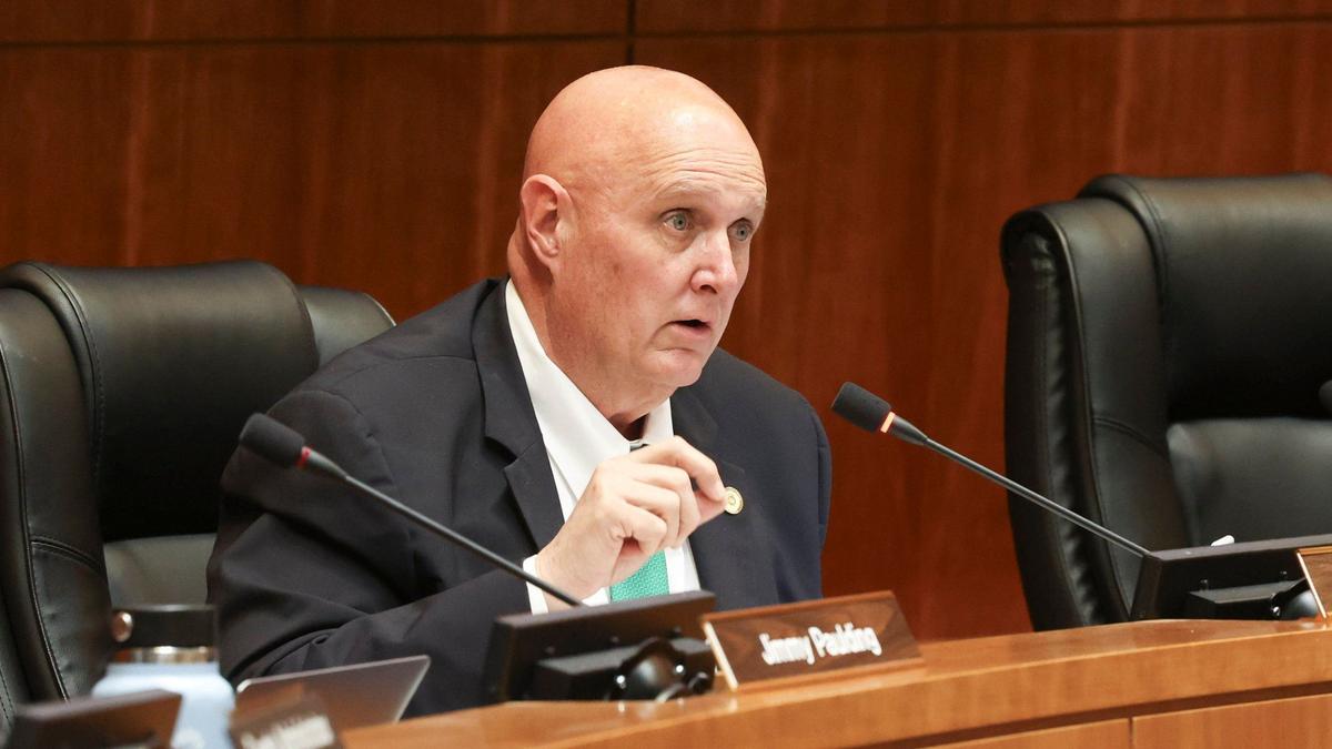 Supervisor John Peschong asks questions at the San Luis Obispo County Board of Supervisors meeting on May 21, 2024.