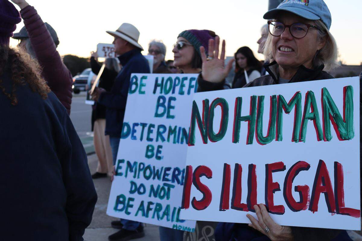 All four corners of Los Osos Valley Road and South Bay Boulevard in Los Osos were taken over by a vigil for Alex Pretti, the second person killed by federal immigration officers in Minneapolis in a month, on Jan. 26, 2026. Attendees honored the Minnesota man’s life and called for accountability from ICE.