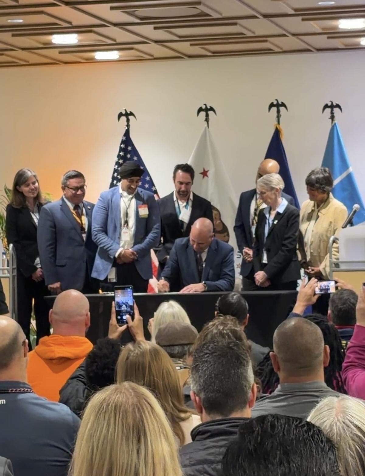 The Nuclear Regulatory Commission approved a permit extension for the Diablo Canyon nuclear power plant allowing it to potentially operate another 20 years. NRC representative Jeremy Groom signed the agreement surrounded by representatives of the NRC, PG&E and elected officials on April 2, 2026.