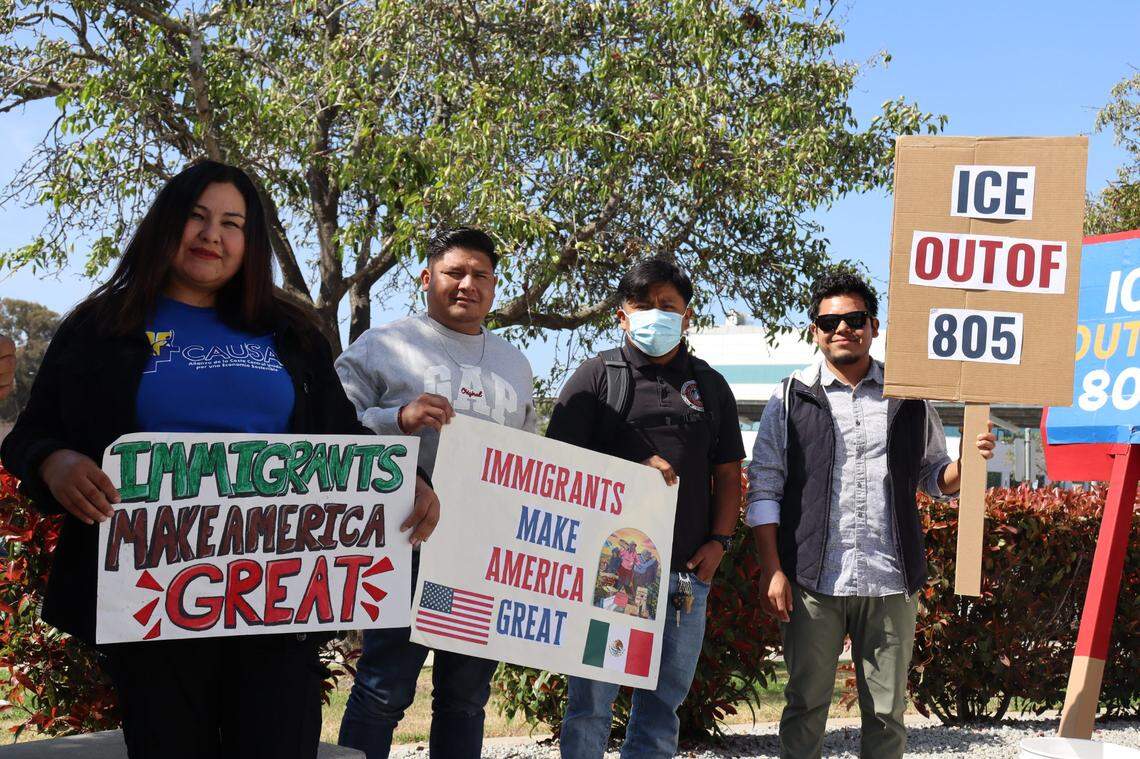 Central Coast immigrant advocacy organizations held a news conference outside the Joseph Centeno Administration Building in Santa Maria on June 12, 2025, after ICE arrested at least 40 undocumented farmworkers in Santa Barbara and Ventura counties earlier that week. Many community members showed up in support of immigrant rights.