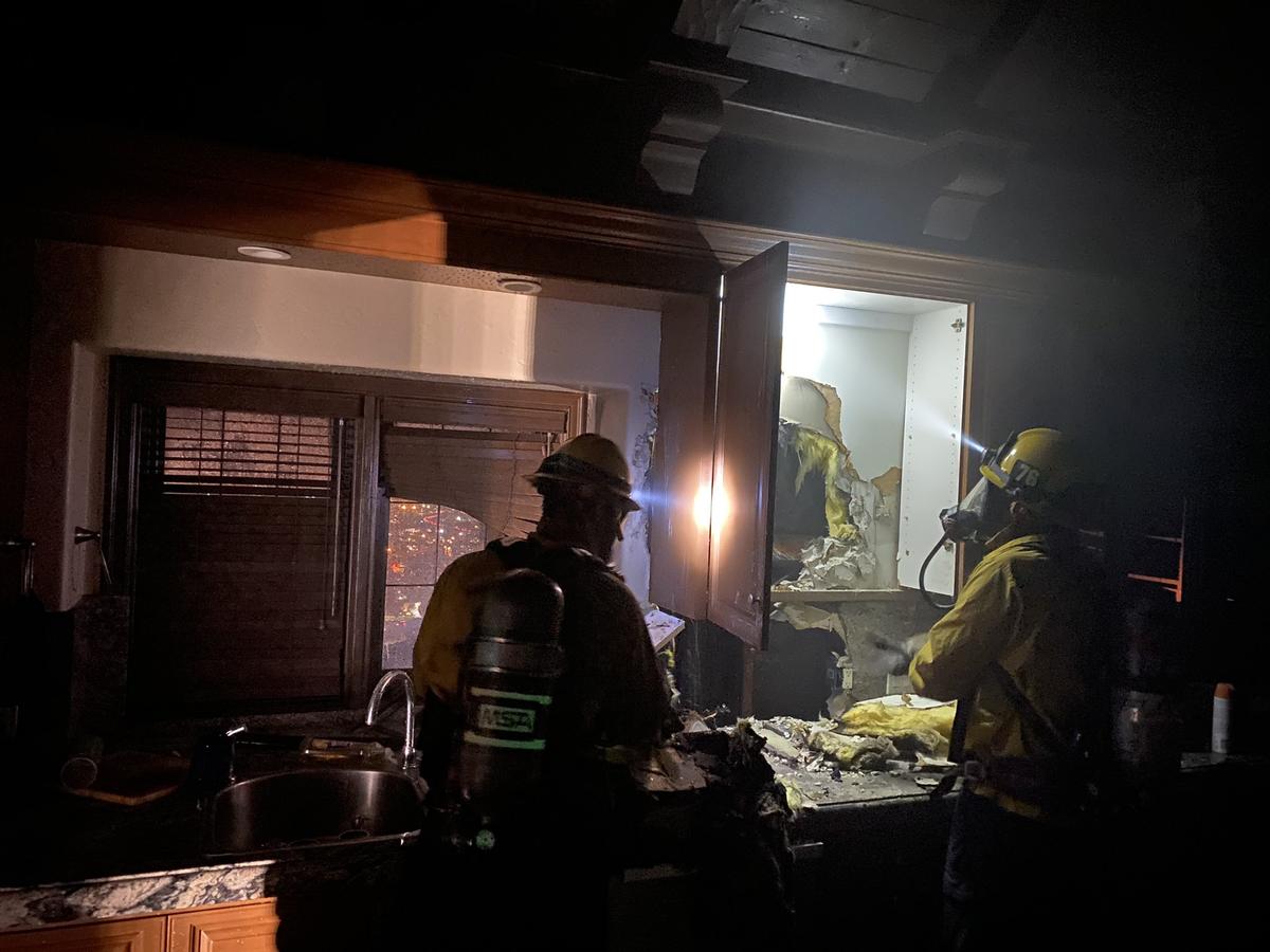 The Loma Fire spread to at least one home in Santa Barbara on Thursday night, but was stopped there.