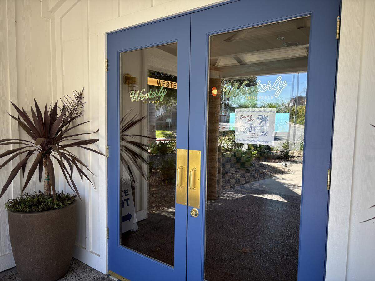 The blue doors of the new Westerly Shell Beach restaurant and bar are set to open by the end of April, according to its social media.