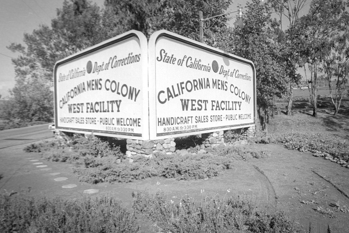 The sign by Highway 1 invites visitors to stop by the California Men’s Colony West Facility’s craft shop. It was one of the programs that was supposed to end. A photographer toured CMC’s West Facility on Dec. 2, 1970, after it was slated to close. The process was never carried out.
