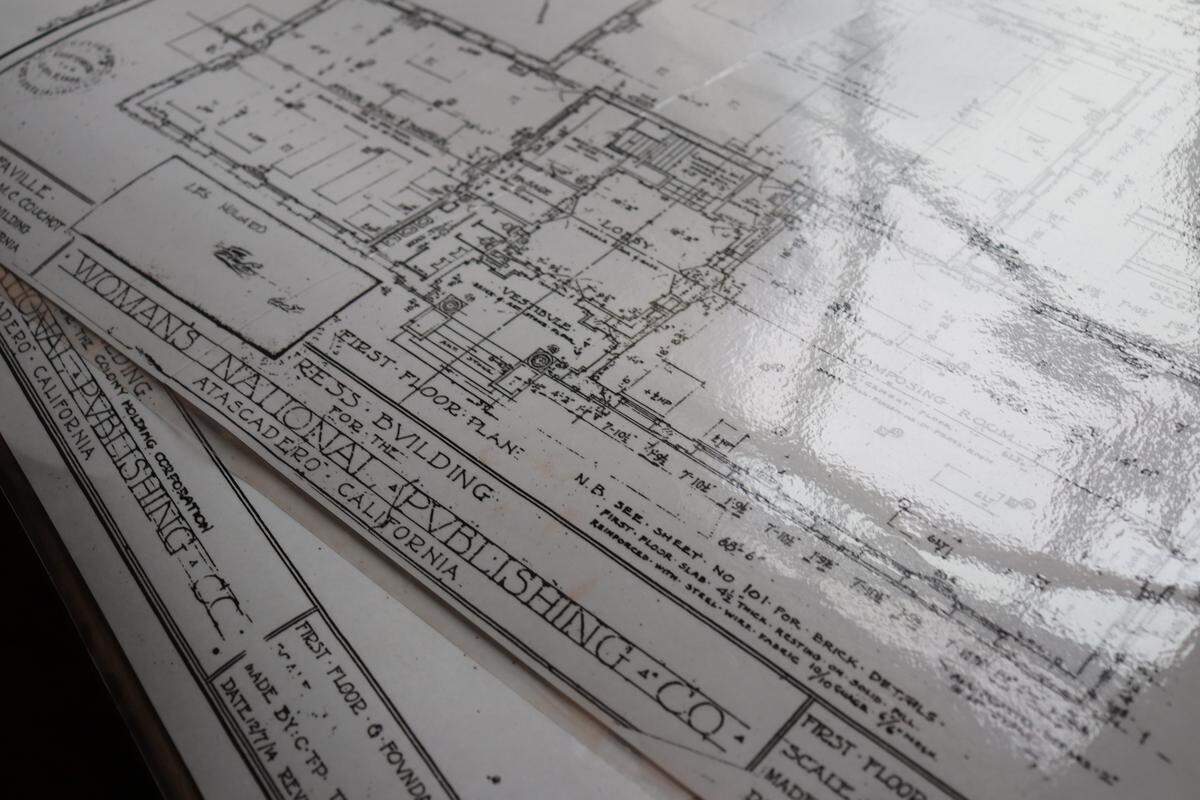 The original floor plans for the Atascadero Printery, which opened in 1915 as the Women’s National Publishing Company.