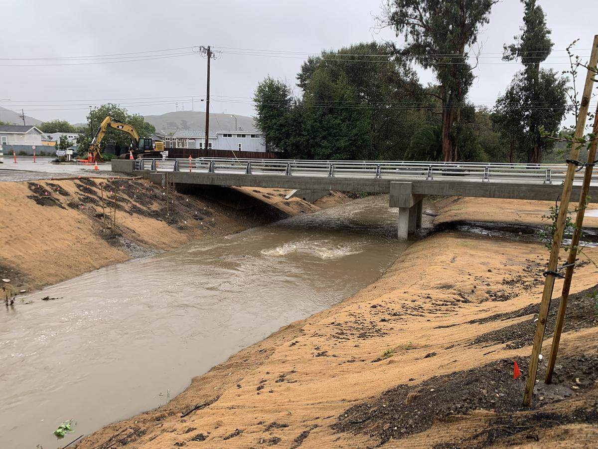 The city of San Luis Obispo replaced the century-old Bianchi Bridge at the end of Bianchi Lane to prevent flooding, seen here in 2026.