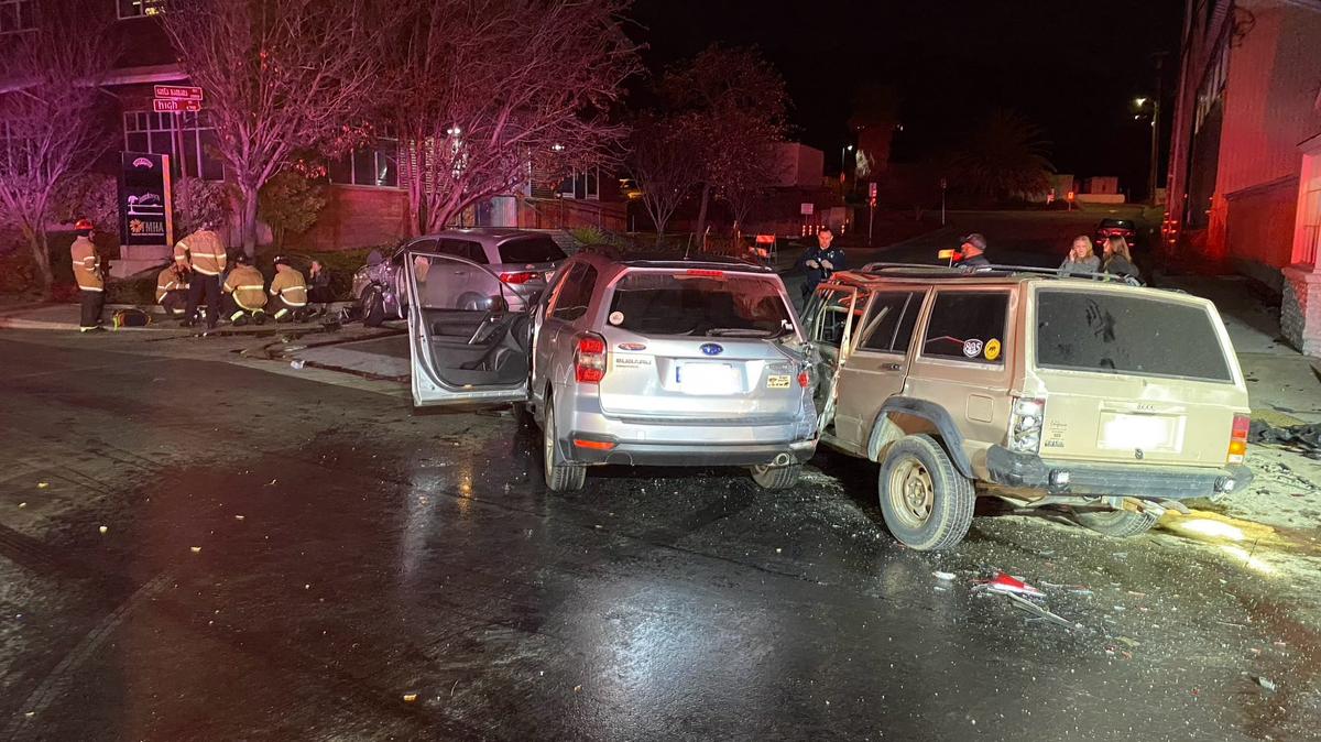 A three-car collision left one person injured in San Luis Obispo on Jan. 25, 2024.