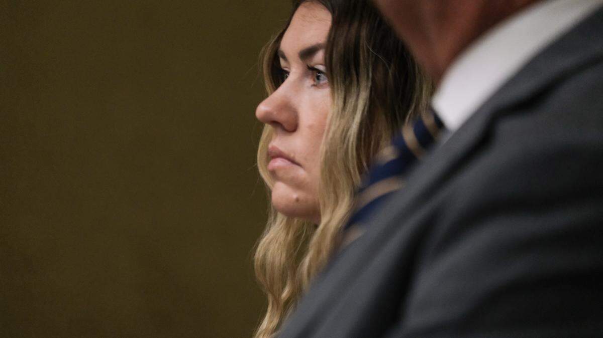 Former San Luis Obispo County probation officer Fallyn Rollins attends a court hearing in San Luis Obispo Superior Court on Feb. 24, 2025. Rollins was accused of embezzling money from the Probation Department units while serving as treasurer.