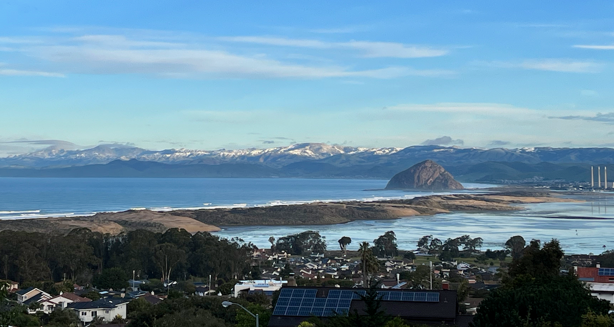 Glen Olander shot this dramatic photo of Morro Rock against a background of snow-covered hills from his backyard in Cabrillo Estates in Los Osos on Thursday, Feb. 23, 2023.