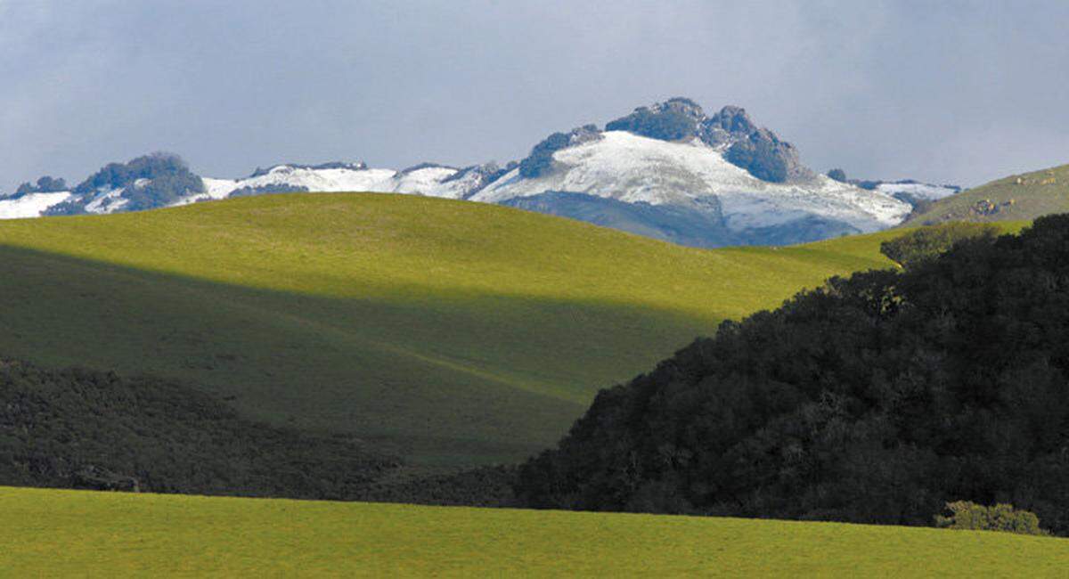 Feb. 28, 2007: Snow lingers atop some peaks above Cambria.