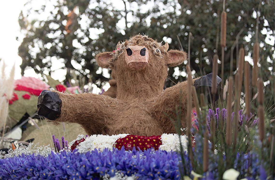 Cal Poly’s Pasadena Tournament of Roses float features Nessie the Loch Ness monster, a highland cow and other Scottish highland-inspired characters in honor of the 2025 parade theme, “Best Day Ever,” Wednesday, Jan. 1, 2025.