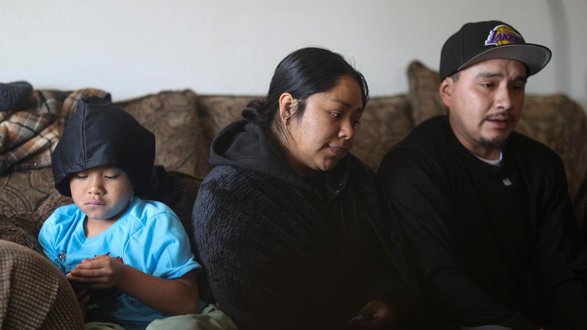Maria Orozco and Francisco Gutiérrez, the parents of José Gutiérrez, 11, talk about their son, who was killed March 14, 2025, by a hit-and-run driver while the child was walking home from school. Another son, Luis Gutiérrez, 6, is at left.