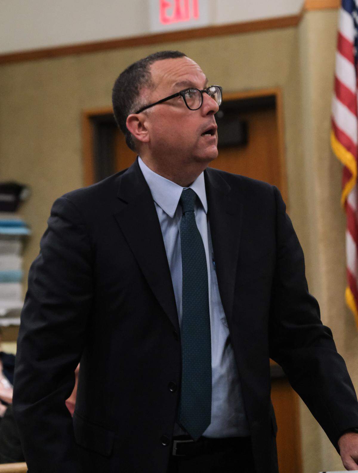San Luis Obispo County Deputy District Attorney Greg Devitt prosecutes the murder trial against Brandi Turner in San Luis Obispo Superior Court on Jan. 10, 2024. Turner is accused of murder in the fentanyl overdose death of Quinn Hall in October 2022.