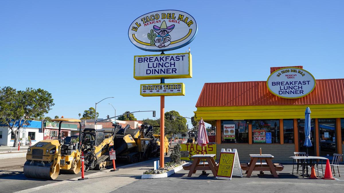 El Taco Del Mar Mexican Grill has seen a 90% drop in business since construction on West Grand Avenue got underway in Grover Beach in the summer of 2024, pictured Thursday, Jan. 9, 2025. The $4.2 million West Grand Avenue Streetscape Fourth-Eighth Street Project will makes significant changes to the road between Fourth Street and Eighth Street, with construction projected to last until the spring or summer of 2025.