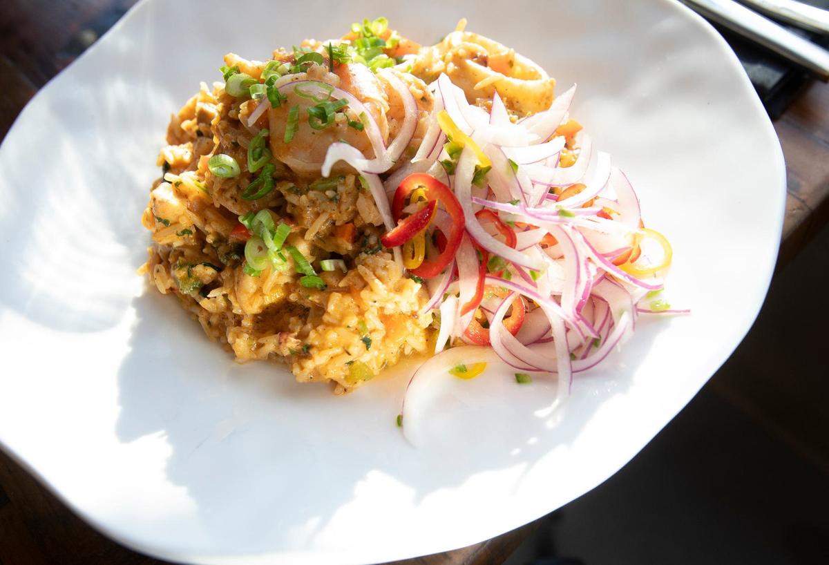 Kiko’s arroz con mariscos is made with panka pepper and spices, seafood mixture, basmati rice, and criolla salad. The Peruvian restaurant is located at the Mission Mall in San Luis Obispo.