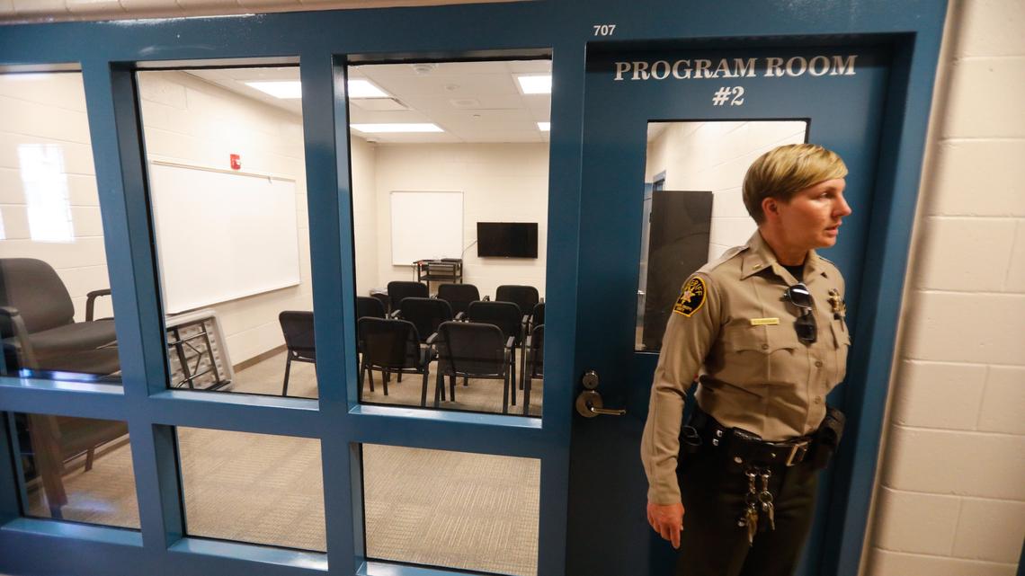 Lt. Stephanie Landgraf leads a tour of the San Luis Obispo County Sheriff’s Office’s new Medical Programs Unit, an 8,000-square-foot facility built over the former location of the old Women’s Jail, to better serve the jail population’s medical, dental and mental health needs, as well as other support and substance abuse treatment programs.