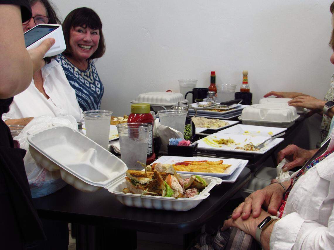Six women visited Honey I’m Home Pismo Cafe to celebrate a friend’s birthday, and hearty portions are divvied among takeout containers.