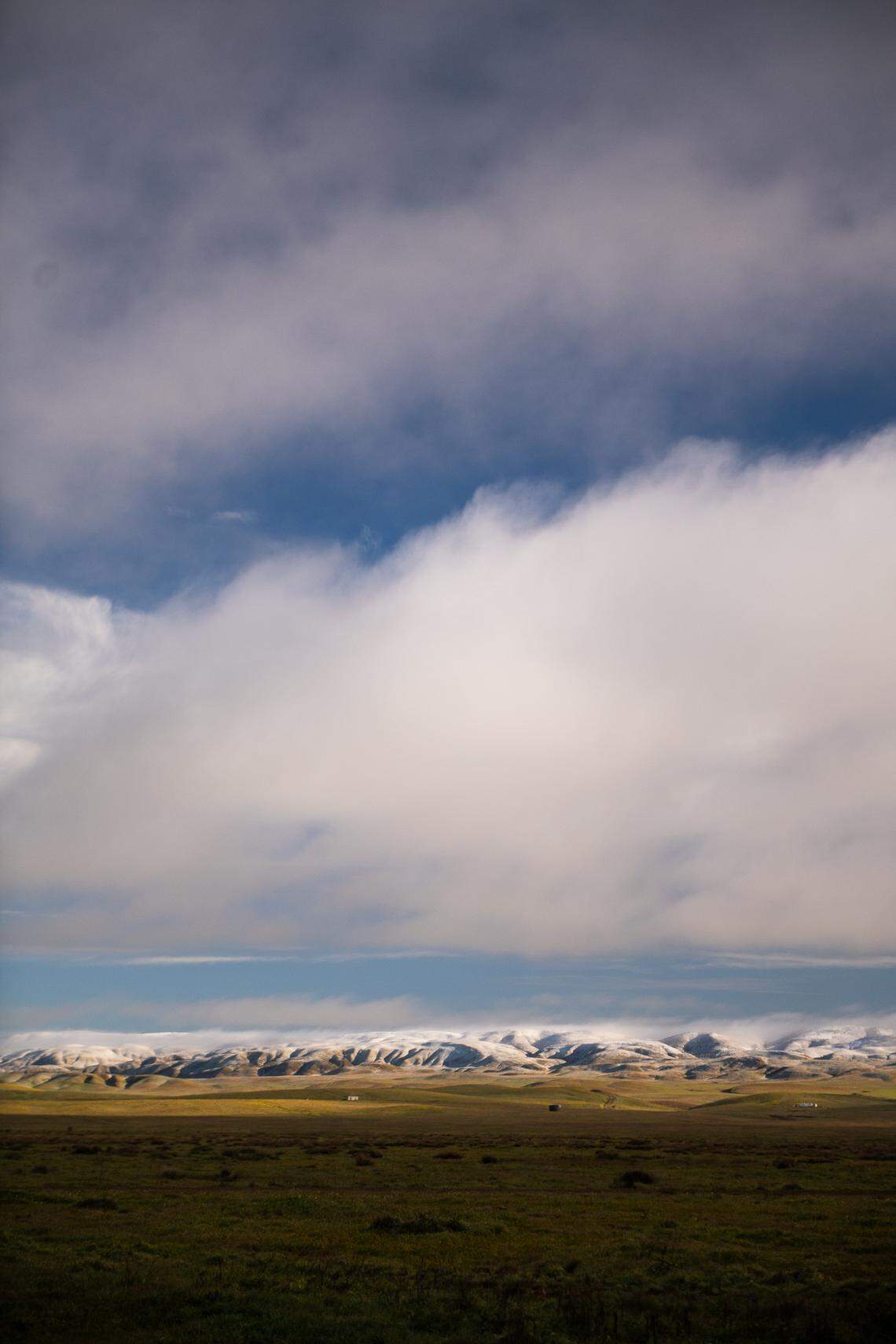 Snow dusts the Temblor Range east of California Valley on Feb. 17, 2026.