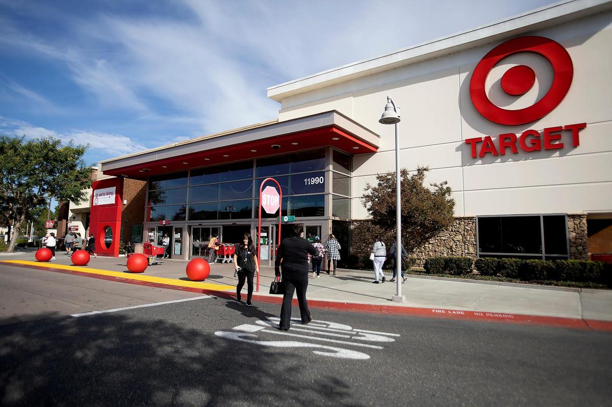 Shoppers walk into Target in San Luis Obispo on Friday, Nov. 26, 2021. Black Friday shopping was mild compared to previous years.